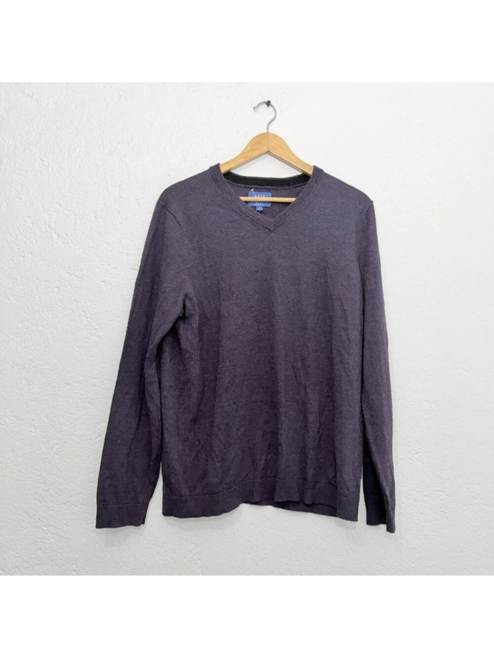 Apt. 9 Men's V-Neck Merino Wool Blend Sweater Gray Size Large
